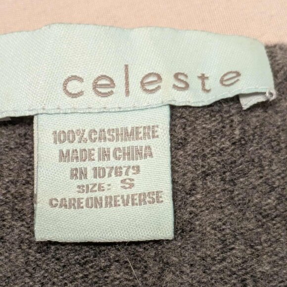 Celeste Cashmere Sweater Womens Small V Neck Pullover Gray Top - Picture 3 of 10